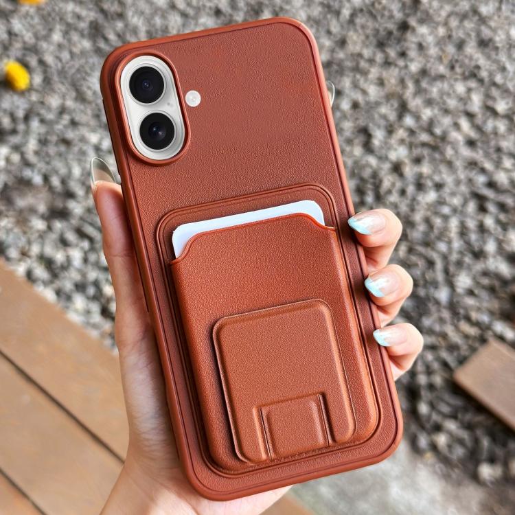 For iPhone 17 Square Folding Card Bag Holder Phone Case