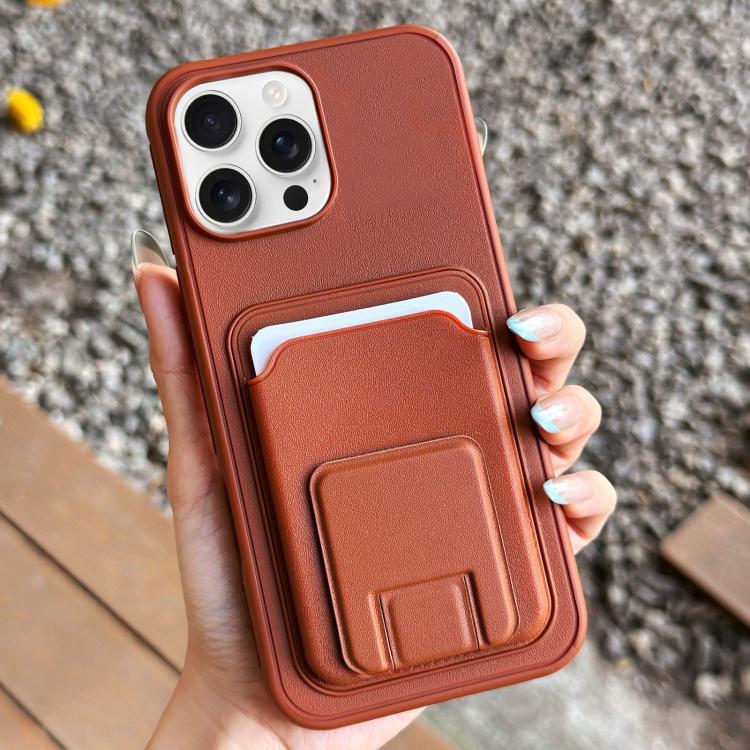 For iPhone 14 Pro Square Folding Card Bag Holder Phone Case