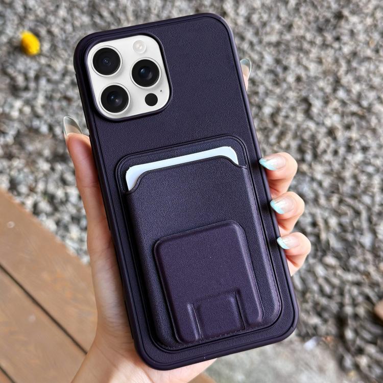 For iPhone 14 Pro Max Square Folding Card Bag Holder Phone Case