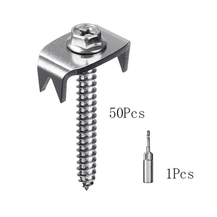 50pcs Reusable Fence Staples Rustproof Metal Fasteners for Garden Farm Wire Fences - Silver
