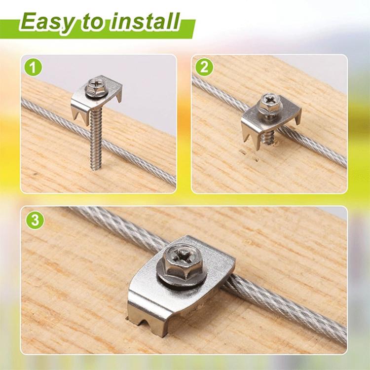 50pcs Reusable Fence Staples Rustproof Metal Fasteners for Garden Farm Wire Fences - Silver