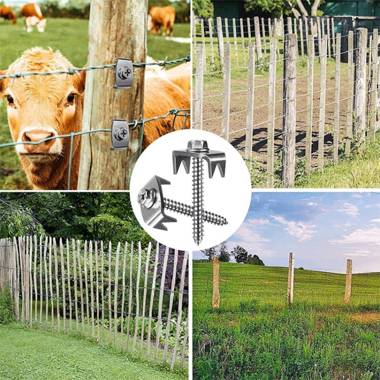50pcs Reusable Fence Staples Rustproof Metal Fasteners for Garden Farm Wire Fences - Silver