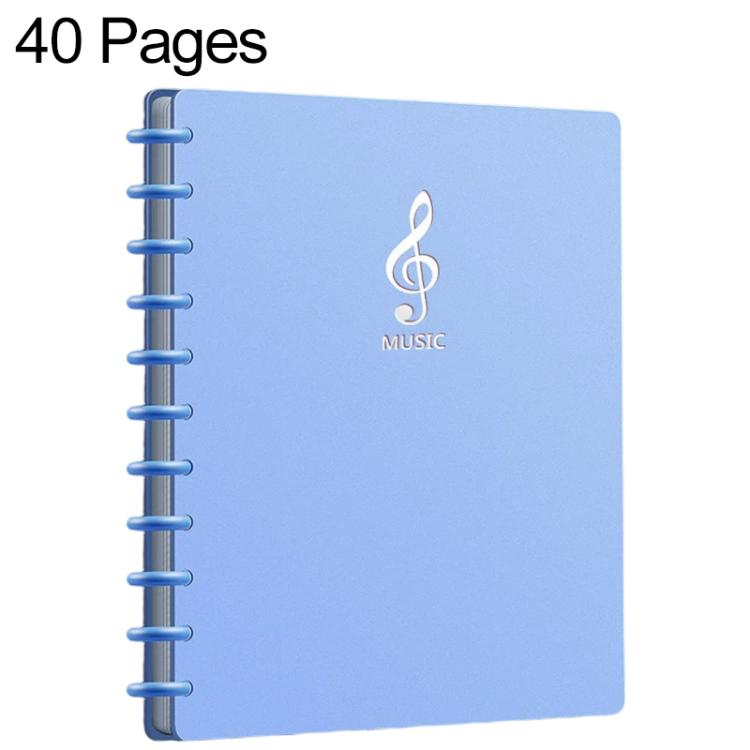 A4 Size Mushroom-shaped Button Music Sheet Binder Folder with Index Tabs, Type:Simple Blue 40 Pages+Pen+Notebook