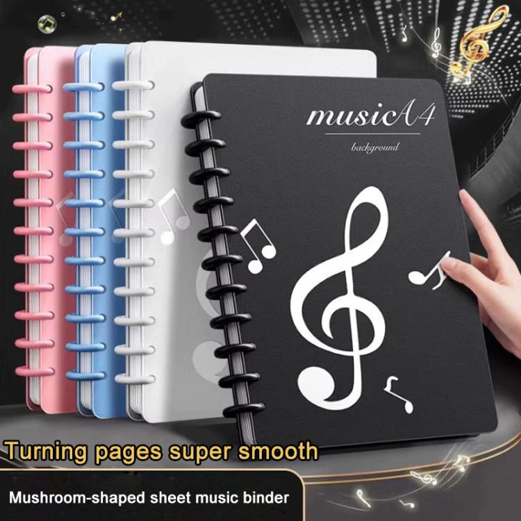 A4 Size Mushroom-shaped Button Music Sheet Binder Folder with Index Tabs, Type:Simple Blue 40 Pages+Pen+Notebook