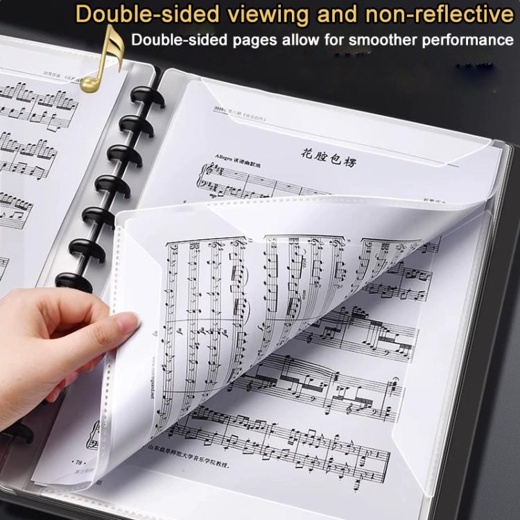 A4 Size Mushroom-shaped Button Music Sheet Binder Folder with Index Tabs, Type:Simple Pink 20 Pages+Pen+Notebook+Clip