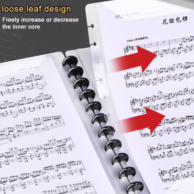 A4 Size Mushroom-shaped Button Music Sheet Binder Folder with Index Tabs, Type:Pink 30 Pages+Pen+Notebook