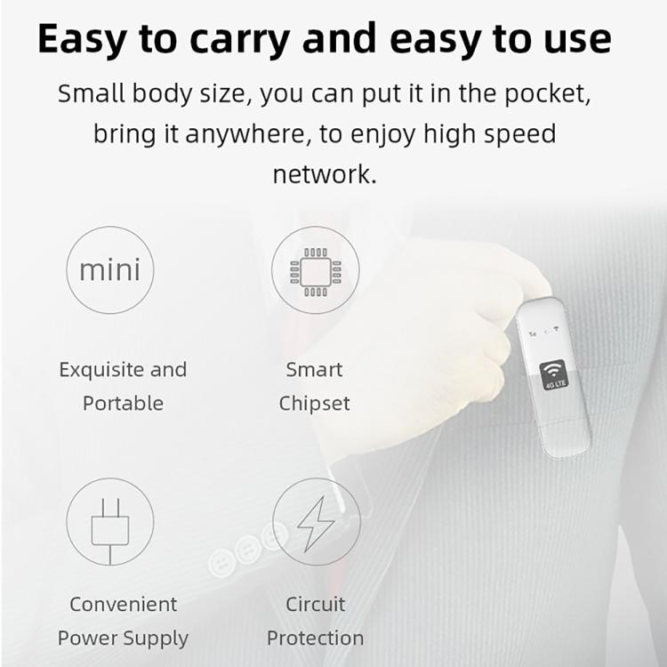 U8-G 4G UFI WiFi6 Dongle Wireless SIM Card Router, Plug:US Version - White