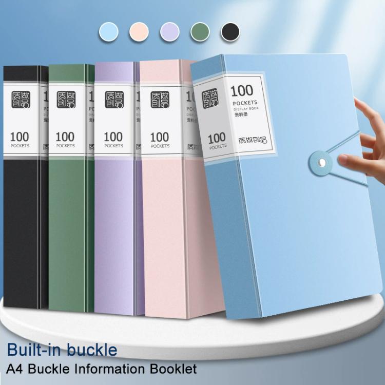20 Pockets A4 Transparent Inner Pocket Document Storage Folder with Buckle