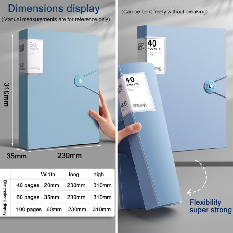 30 Pockets A4 Transparent Inner Pocket Document Storage Folder with Buckle