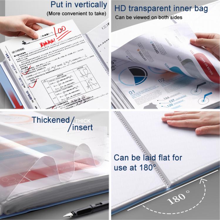 60 Pockets A4 Transparent Inner Pocket Document Storage Folder with Buckle