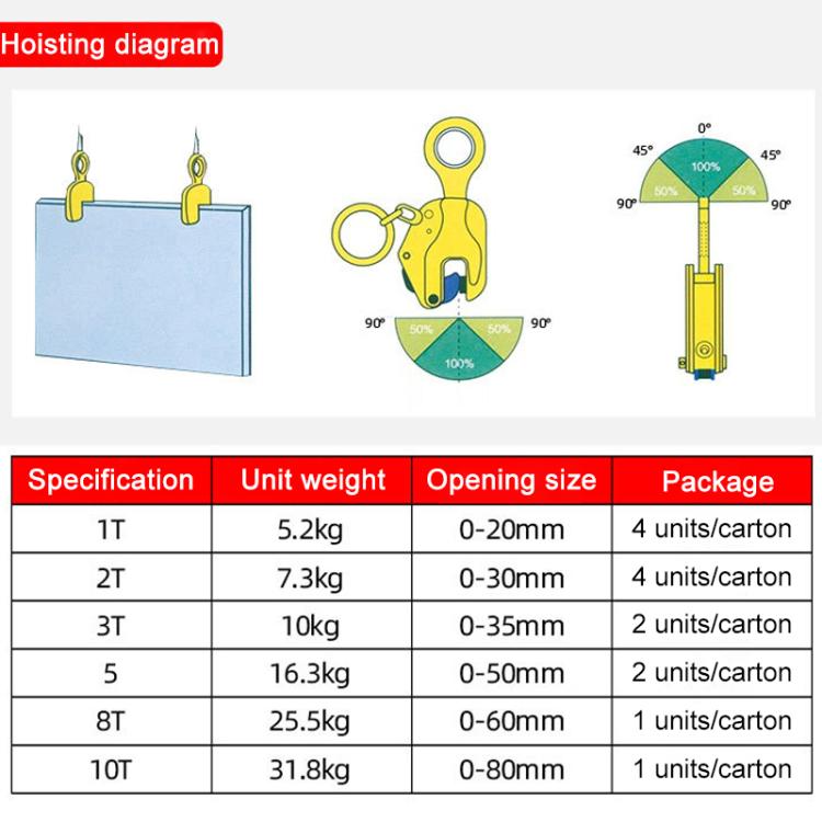 Steel Plate Hanging Clamp Heavy Duty Steel Clip Grip, Specification:CDH Vertical Lifting Clamp 3T