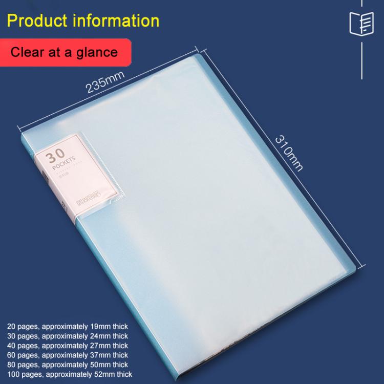 30 Pockets A4 Translucent Inner Pocket Document Storage Folder
