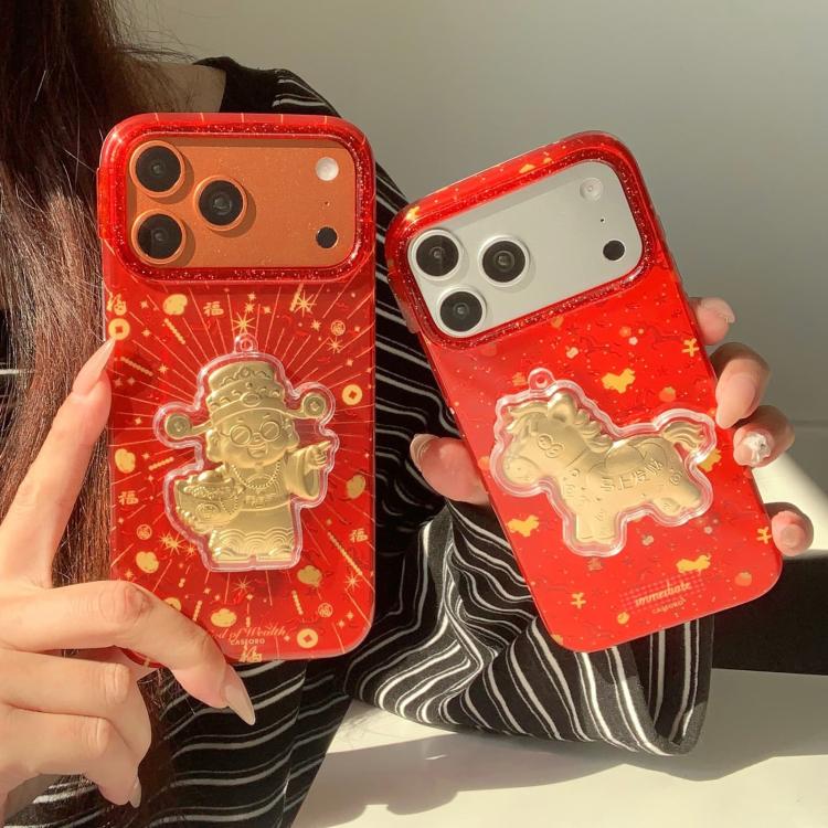 For iPhone 17 Pro Chinese New Year Traditional Auspicious Motifs PC + TPU Phone Case