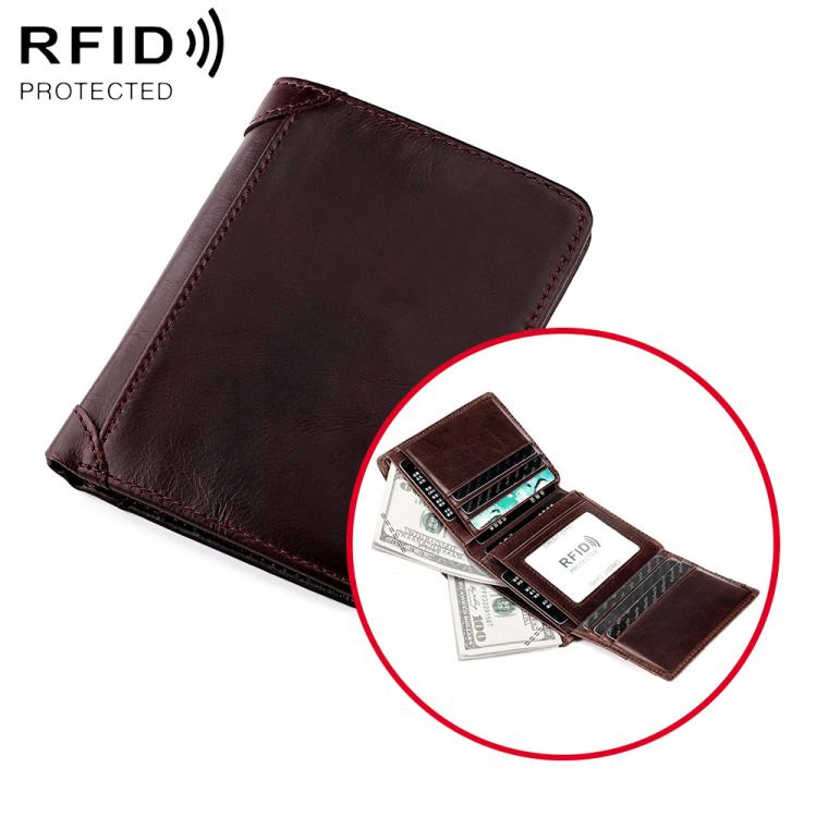 Men RFID Top-grain Cowhide Wallet