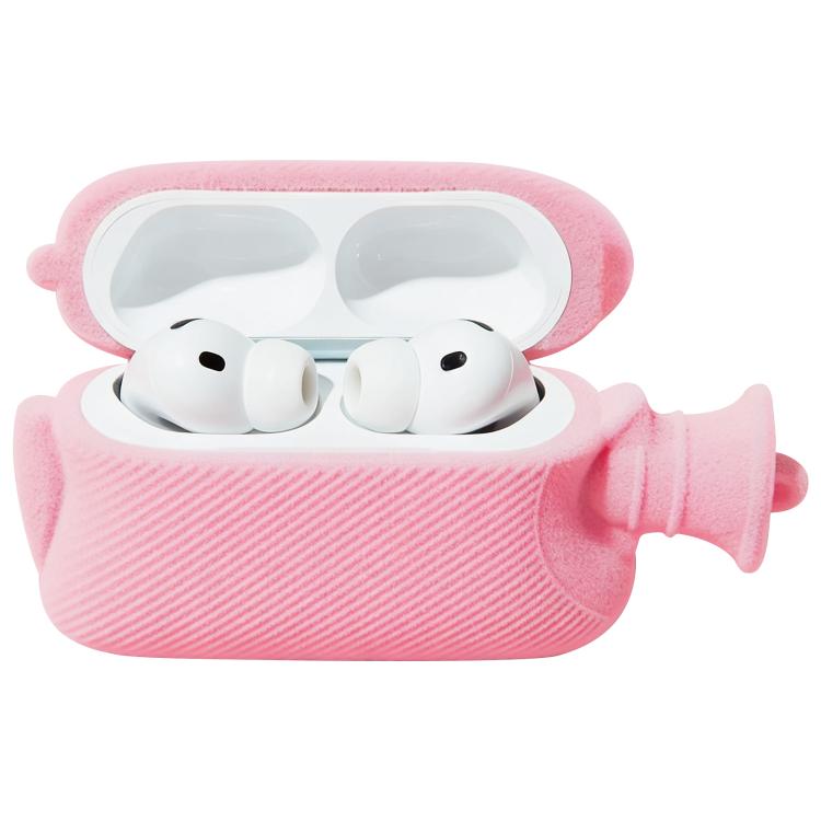 For AirPods Pro Hand Warmer Plush Earphone Protective Case with Keychain - Pink