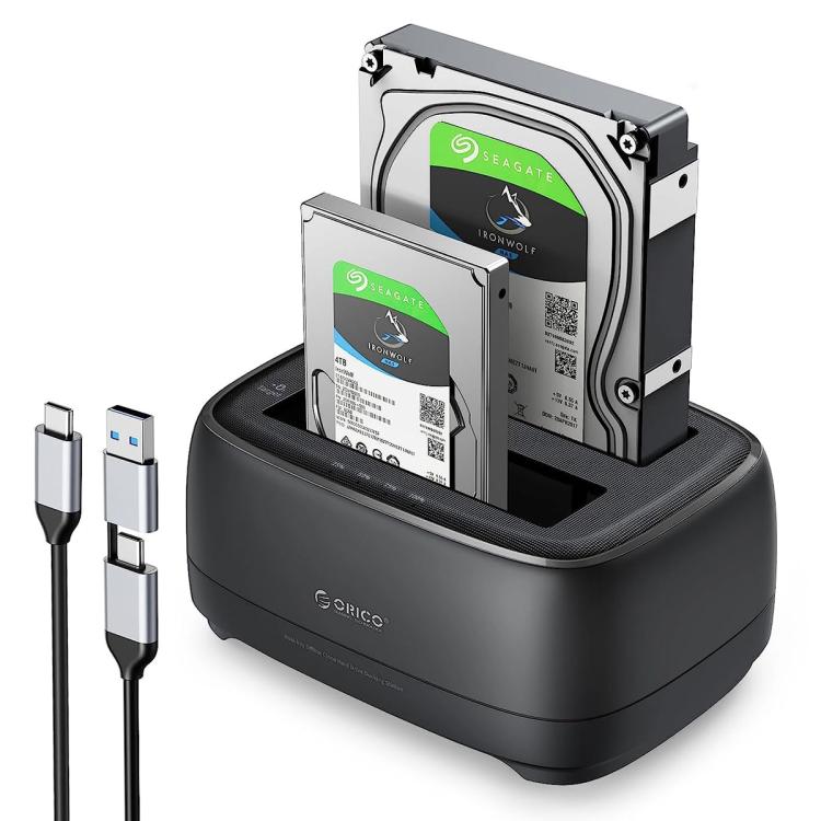 ORICO DD28C3-C 2.5 / 3.5 inch HDD / SSD Type-C to SATA 2 Bay Drive Docking Station, UK Plug - Black