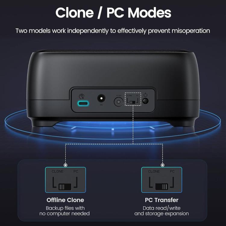 ORICO DD28C3-C 2.5 / 3.5 inch HDD / SSD Type-C to SATA 2 Bay Drive Docking Station, EU Plug - Black