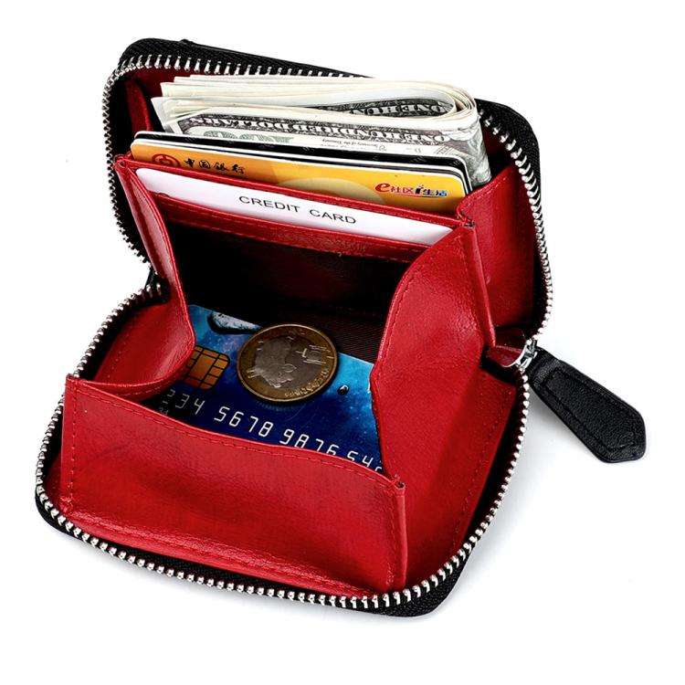 KB228 RFID Genuine Leather Zipper Storage Bag