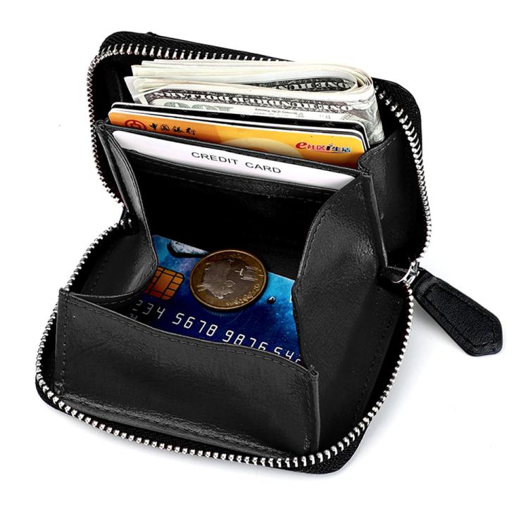 KB228 RFID Genuine Leather Zipper Storage Bag