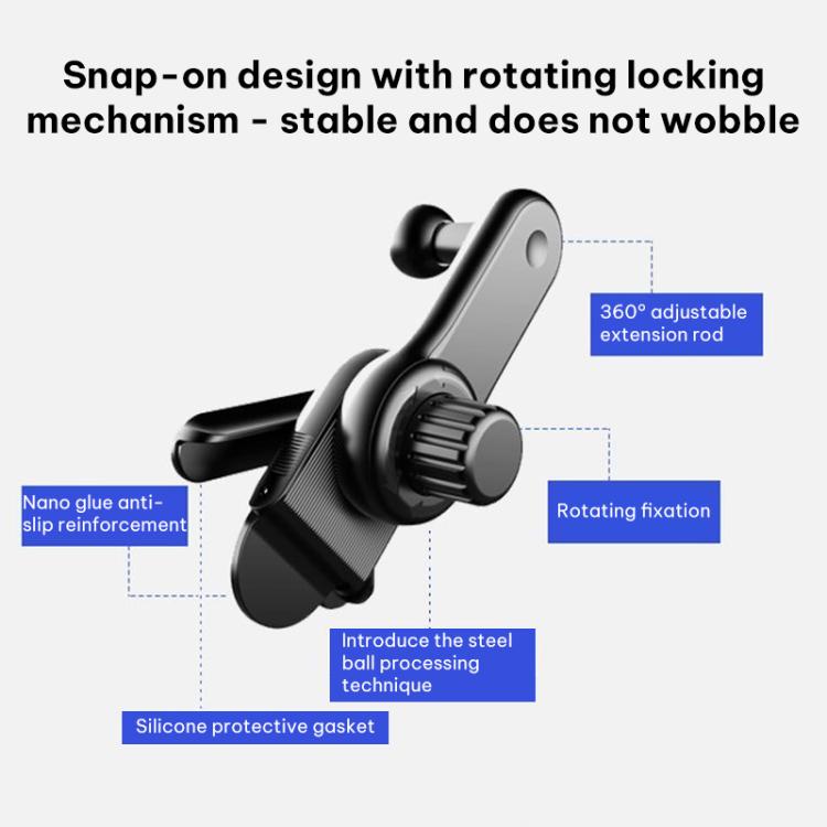 Car Display Screen Extension Rod Phone Holder Base - Black