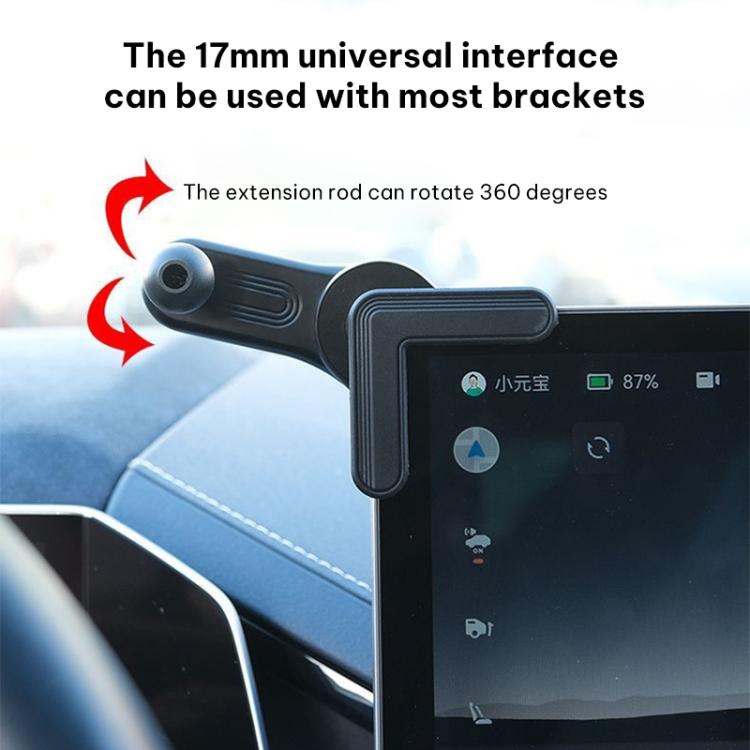 Car Display Screen Extension Rod Phone Holder Base - Black