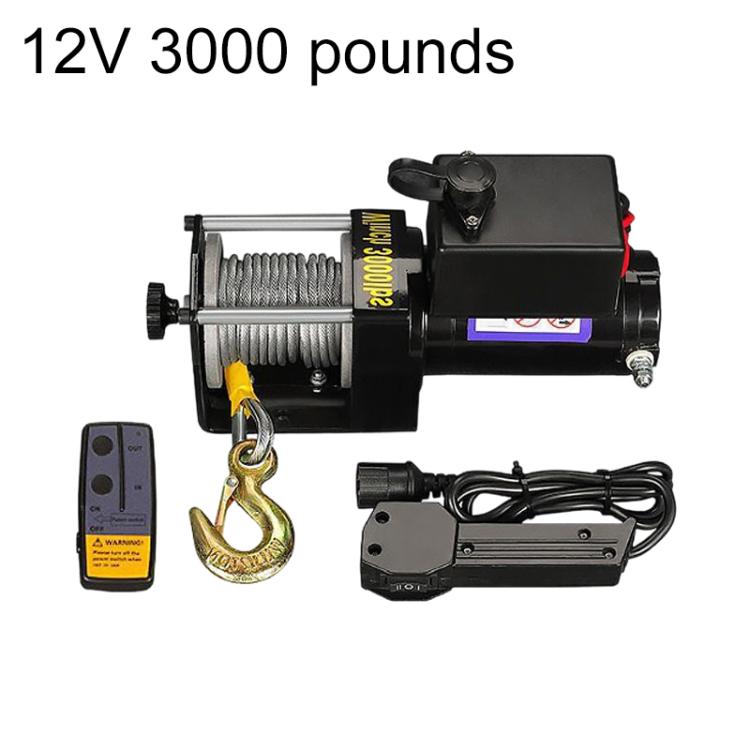 12V 3000 Lbs Manual Operation Wireless Remote Control Dual Use Car Electric Winch