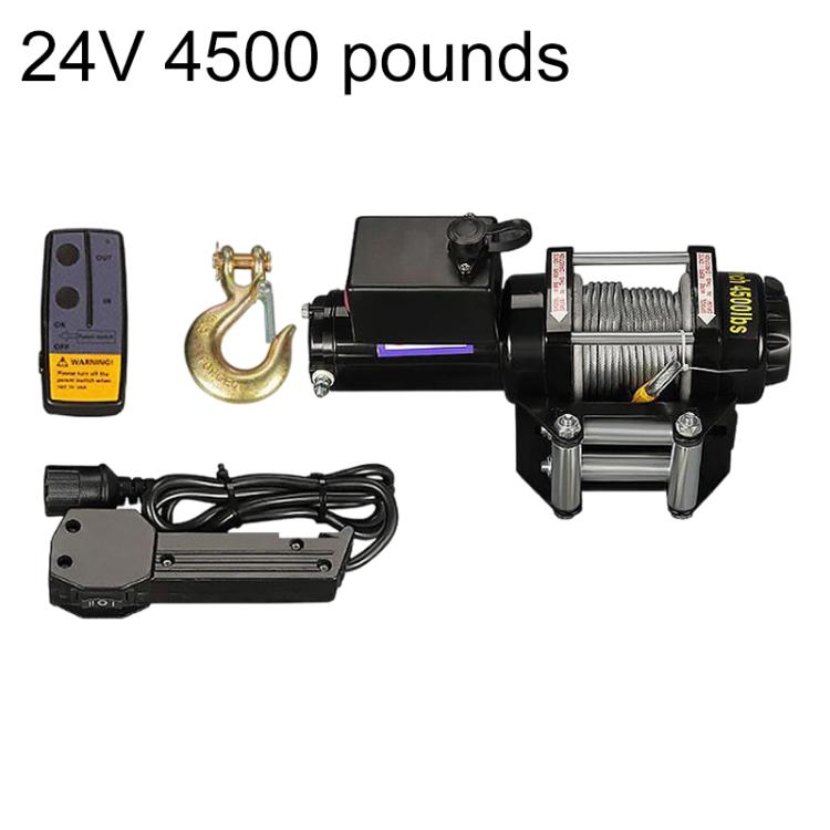 24V 4500 Lbs Manual Operation Wireless Remote Control Dual Use Car Electric Winch