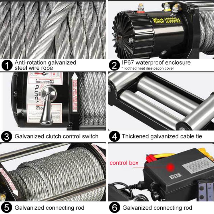12V 3500 Lbs Manual Operation Wireless Remote Control Dual Use Car Electric Winch