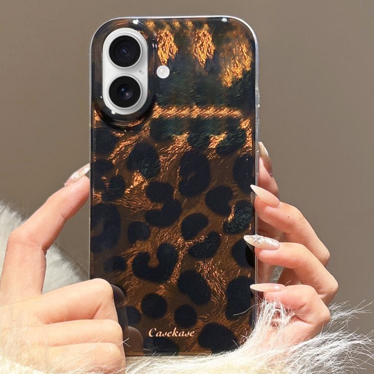 For iPhone 16 Premium Brown Leopard Print TPU Phone Case