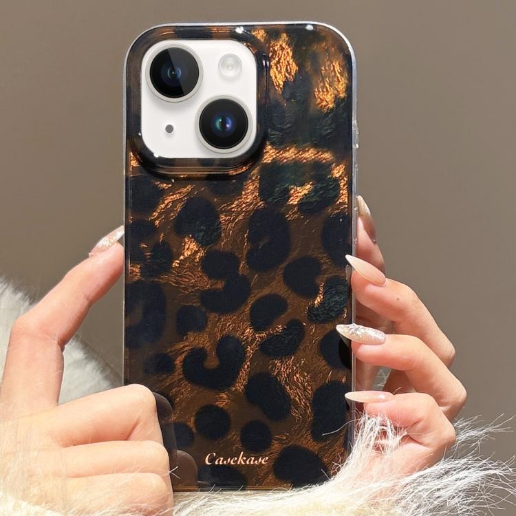 For iPhone 14 Premium Brown Leopard Print TPU Phone Case