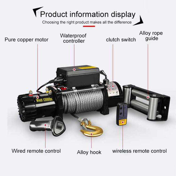 12V 3000 Lbs Manual Operation Handle Switch Car Electric Winch