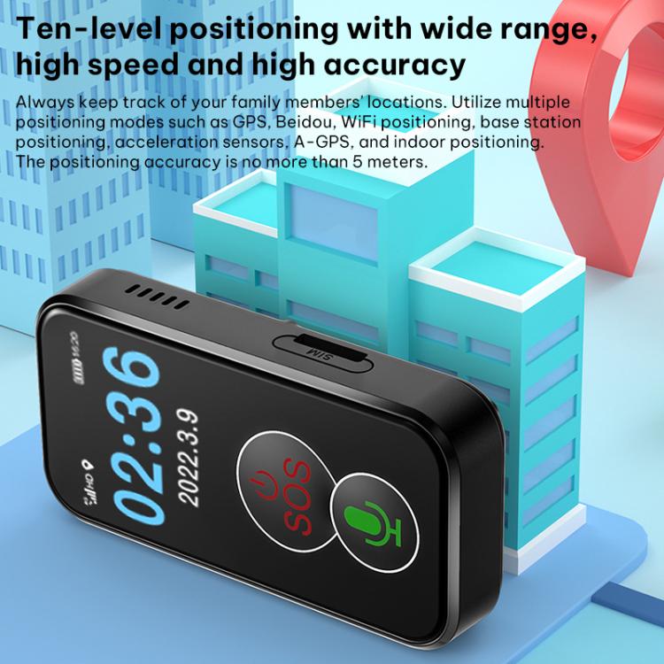 FA81 1.0-inch TFT Display 4G GPS Location Tracker Anti-loss Device for The Elderly Children, Model:American Version - Black