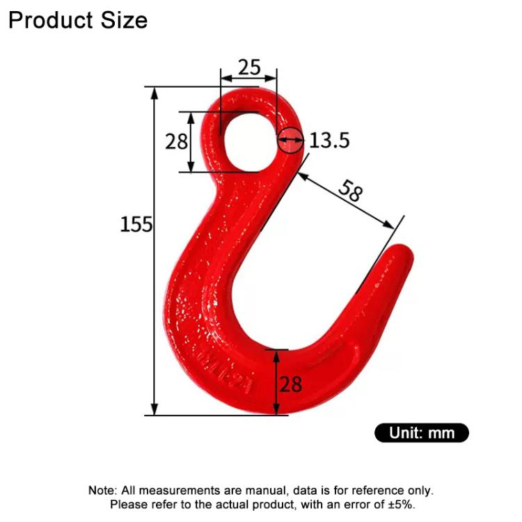 2T Load Large Opening Lifting Hook Alloy Steel Clevis Hook Lifting Sling Tool - Red