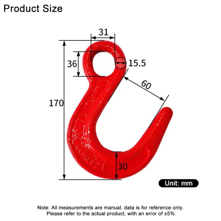 3.2T Load Large Opening Lifting Hook Alloy Steel Clevis Hook Lifting Sling Tool - Red