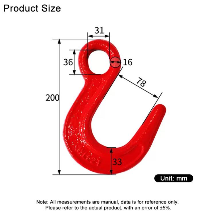3.8T Load Large Opening Lifting Hook Alloy Steel Clevis Hook Lifting Sling Tool - Red