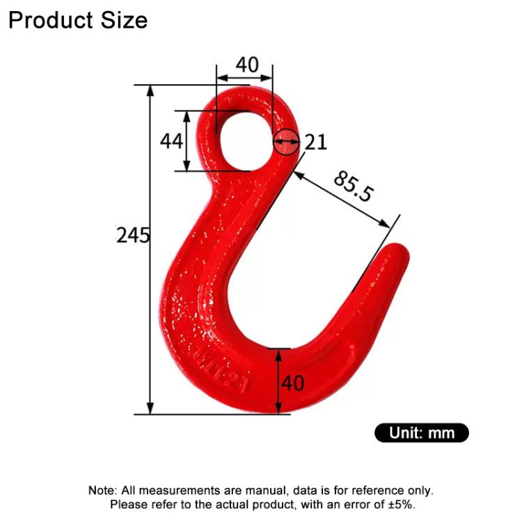 5.4T Load Large Opening Lifting Hook Alloy Steel Clevis Hook Lifting Sling Tool - Red