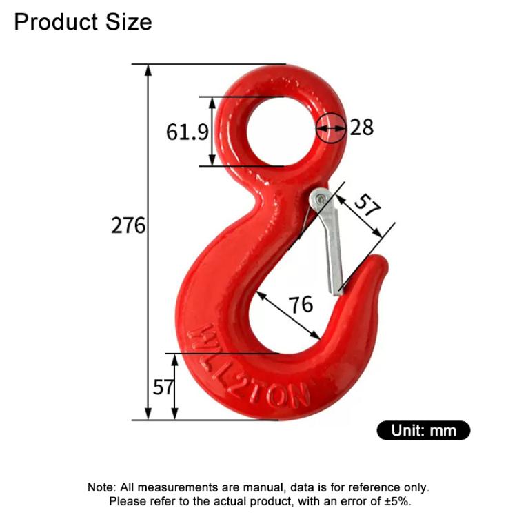 11T Load Eye Hook Alloy Steel Clevis Hook Lifting Sling Tool - Red