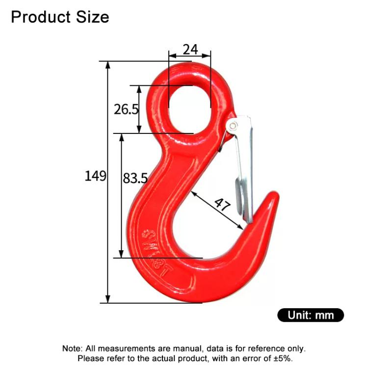 2T Load Container Hook Alloy Steel Clevis Hook Lifting Sling Tool - Red