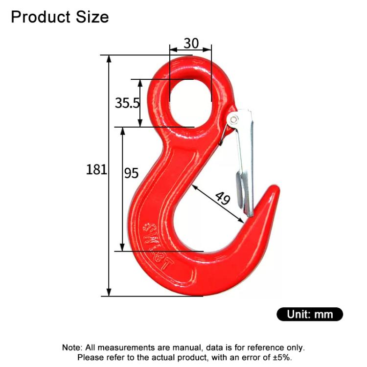 3T Load Container Hook Alloy Steel Clevis Hook Lifting Sling Tool - Red