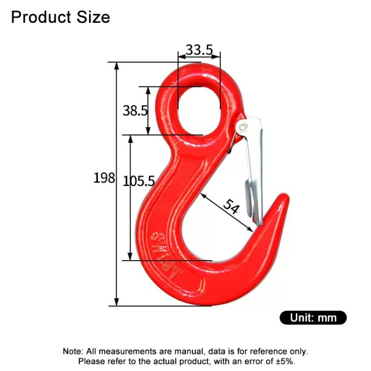 5T Load Container Hook Alloy Steel Clevis Hook Lifting Sling Tool - Red