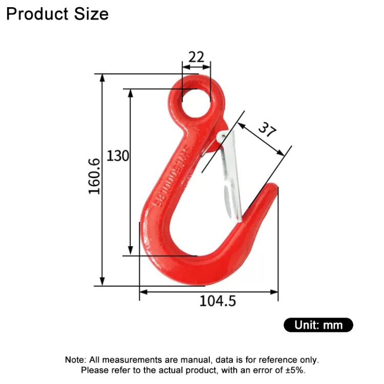 2.2T Load Wide Mouth Hook Alloy Steel Clevis Hook Lifting Sling Tool - Red