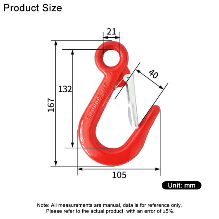 3.2T Load Wide Mouth Hook Alloy Steel Clevis Hook Lifting Sling Tool - Red