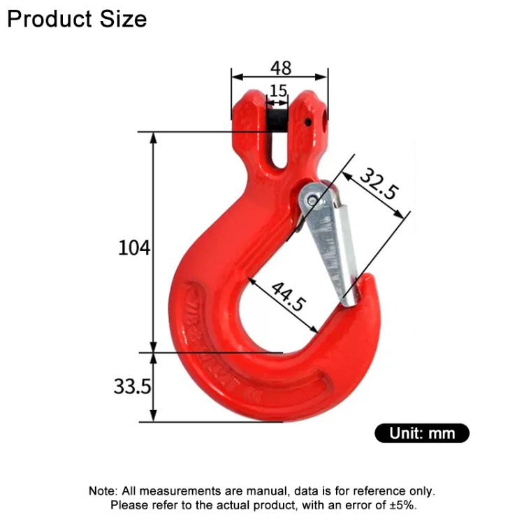 3.2T Load Ram Horn Hook Alloy Steel Clevis Hook Lifting Sling Tool - Red