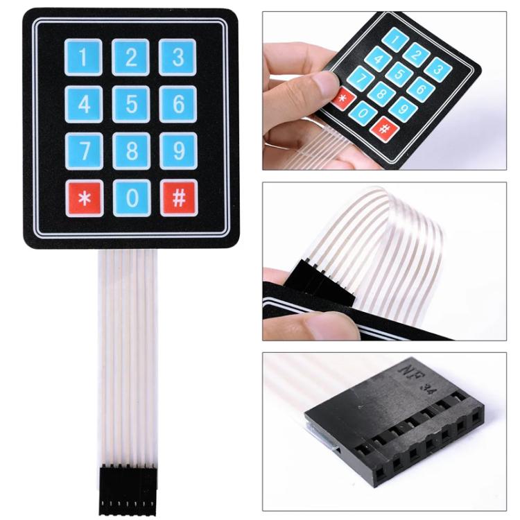 2pcs Membrane Switch Matrix Array Keyboard Keypad Control Panel Pad DIY Kit, Type:3x4