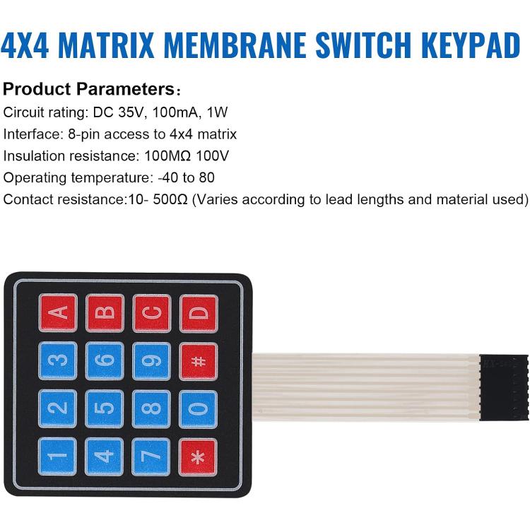 2pcs Membrane Switch Matrix Array Keyboard Keypad Control Panel Pad DIY Kit, Type:4x4