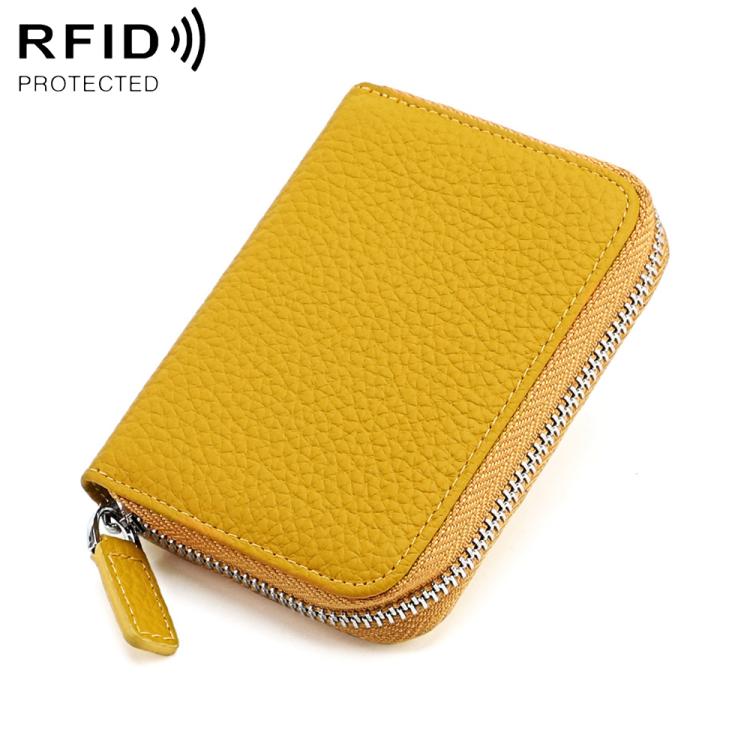 KB28 RFID Anti-theft Genuine Leather Zipper Coin Purse