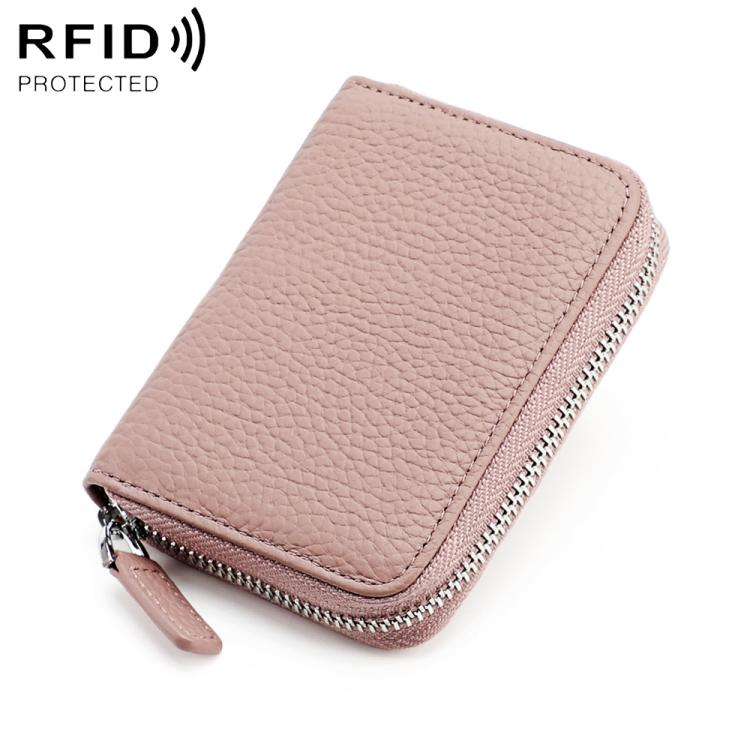 KB28 RFID Anti-theft Genuine Leather Zipper Coin Purse