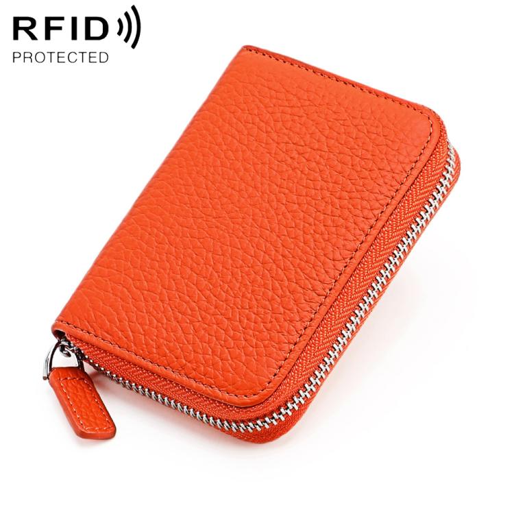 KB28 RFID Anti-theft Genuine Leather Zipper Coin Purse