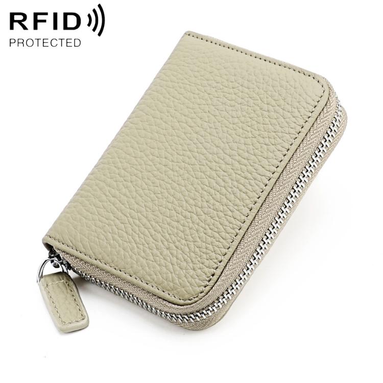 KB28 RFID Anti-theft Genuine Leather Zipper Coin Purse