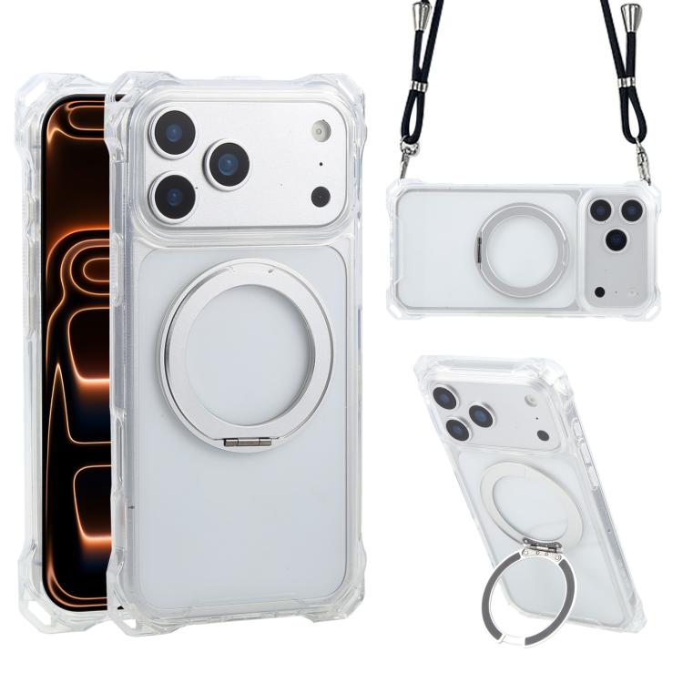 For iPhone 17 Pro XDcase Pivot Stand Four-Corner Hole Magnetic Phone Case, Lanyard Not Included